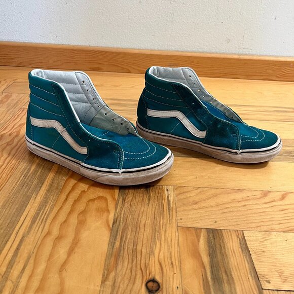 VANS Old Skool Skateboard High Top Blue‎ White, Mens Size 7.5 Women 9 - Picture 1 of 8
